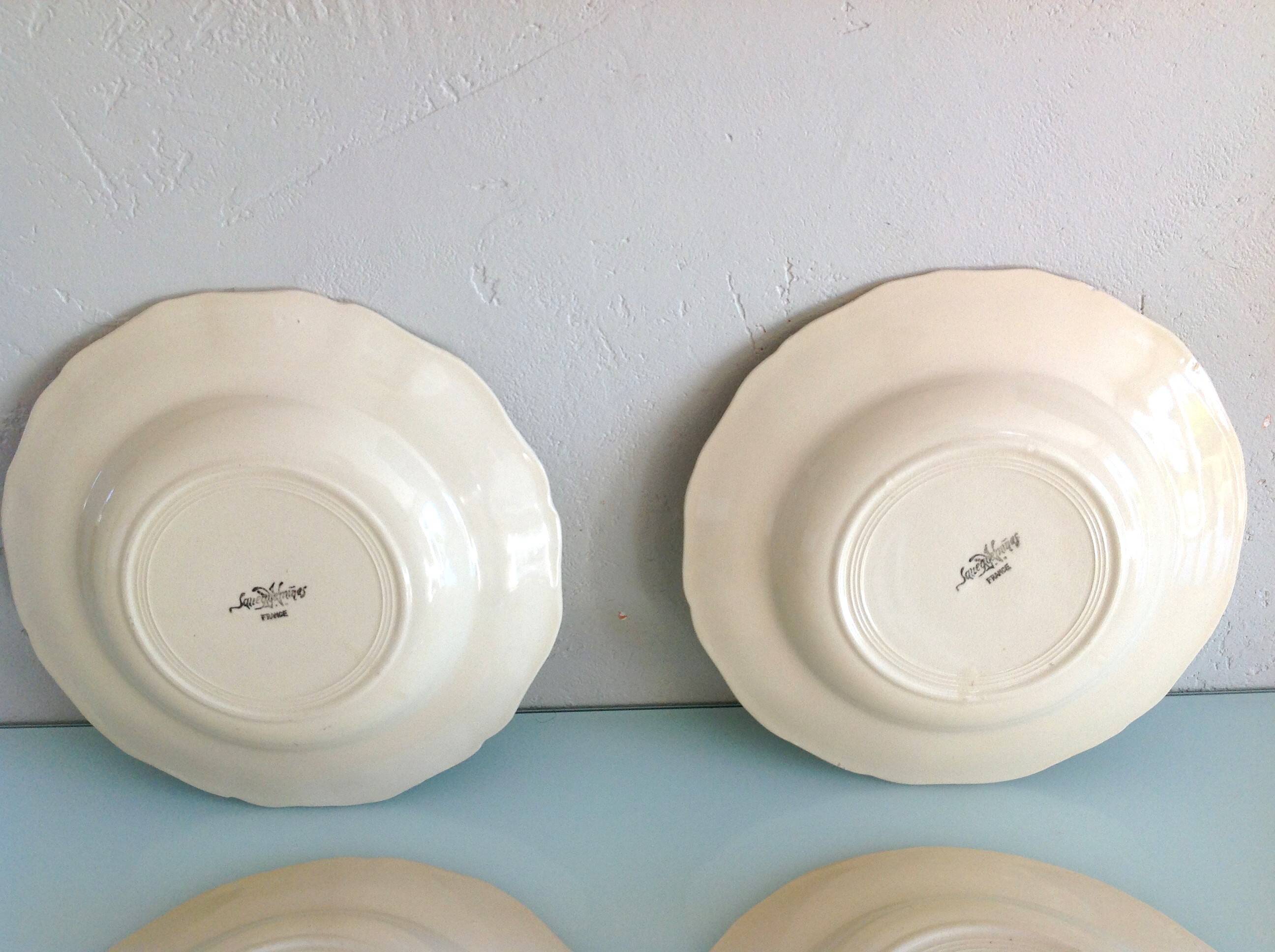 Four soup plates Ivory service/Faienceries de Sarreguemines/vintage 50