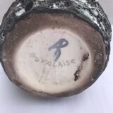 Vintage annette roux fat lava ceramic grey & white foams ancient vase