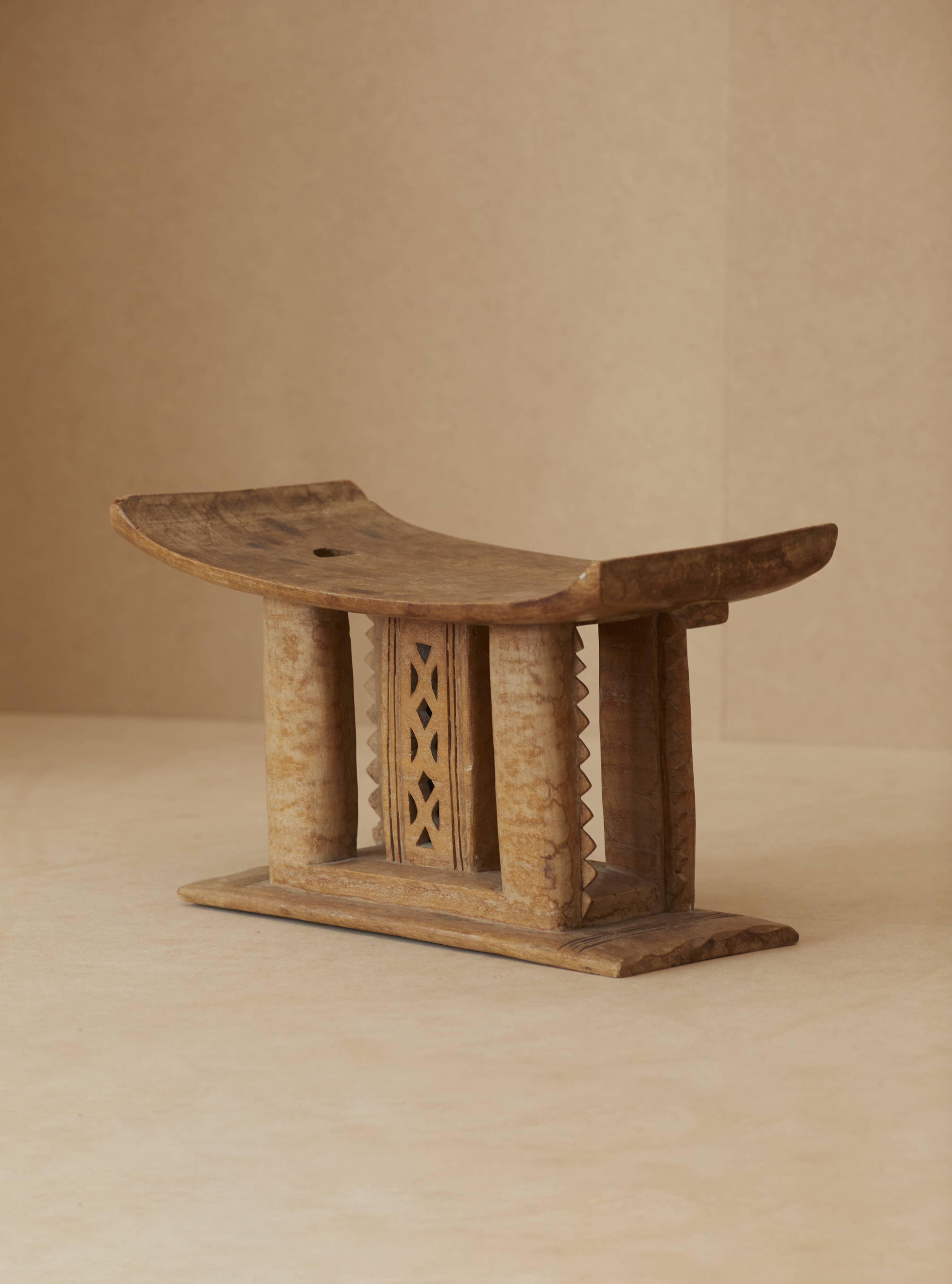 African Ashanti monoxyl stool in solid wood circa 1950