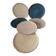 Set of 6 cream and grey-blue glazed earthenware plates.