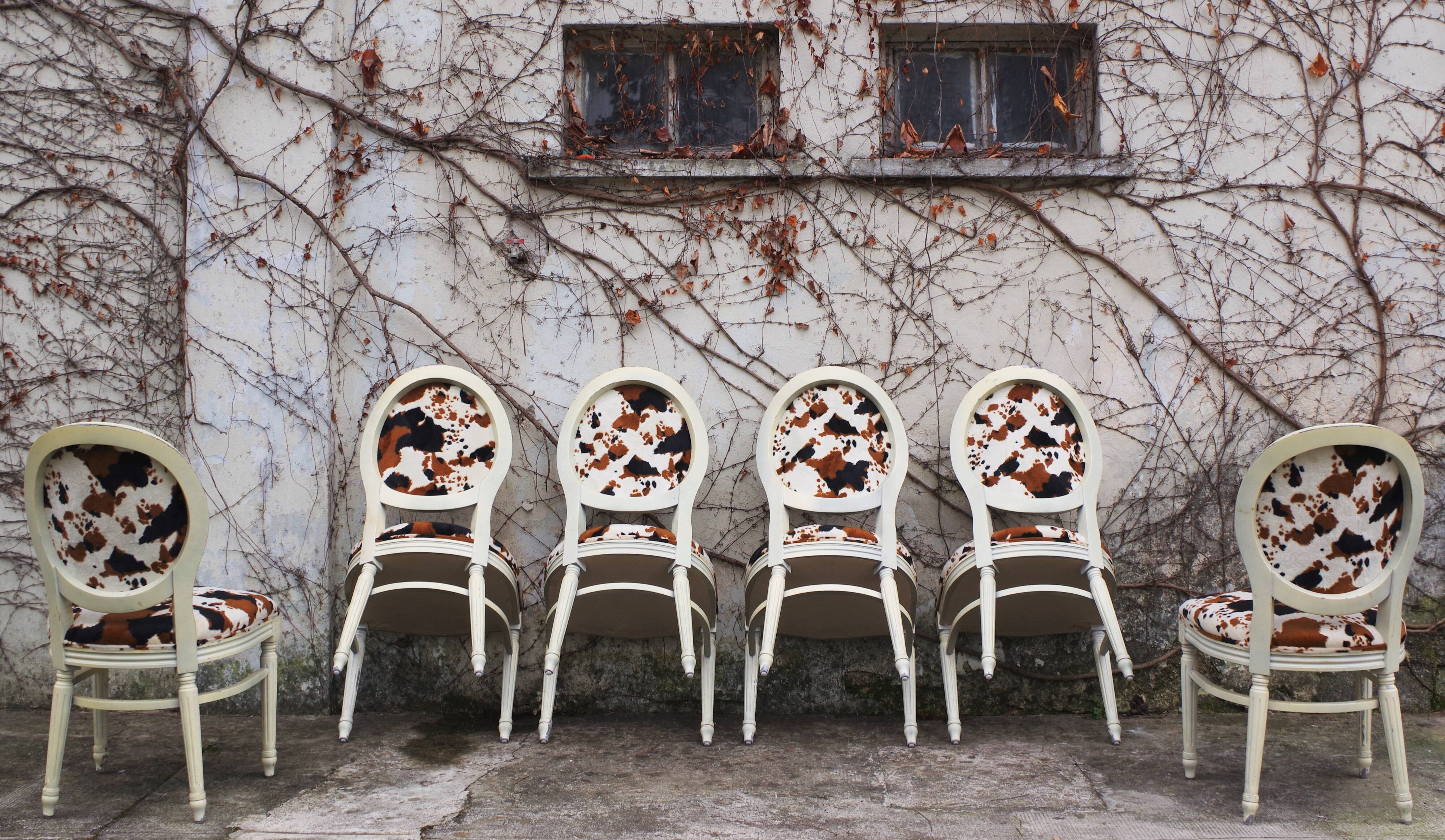 Baroque Style Wooden Dining Chairs, 1980