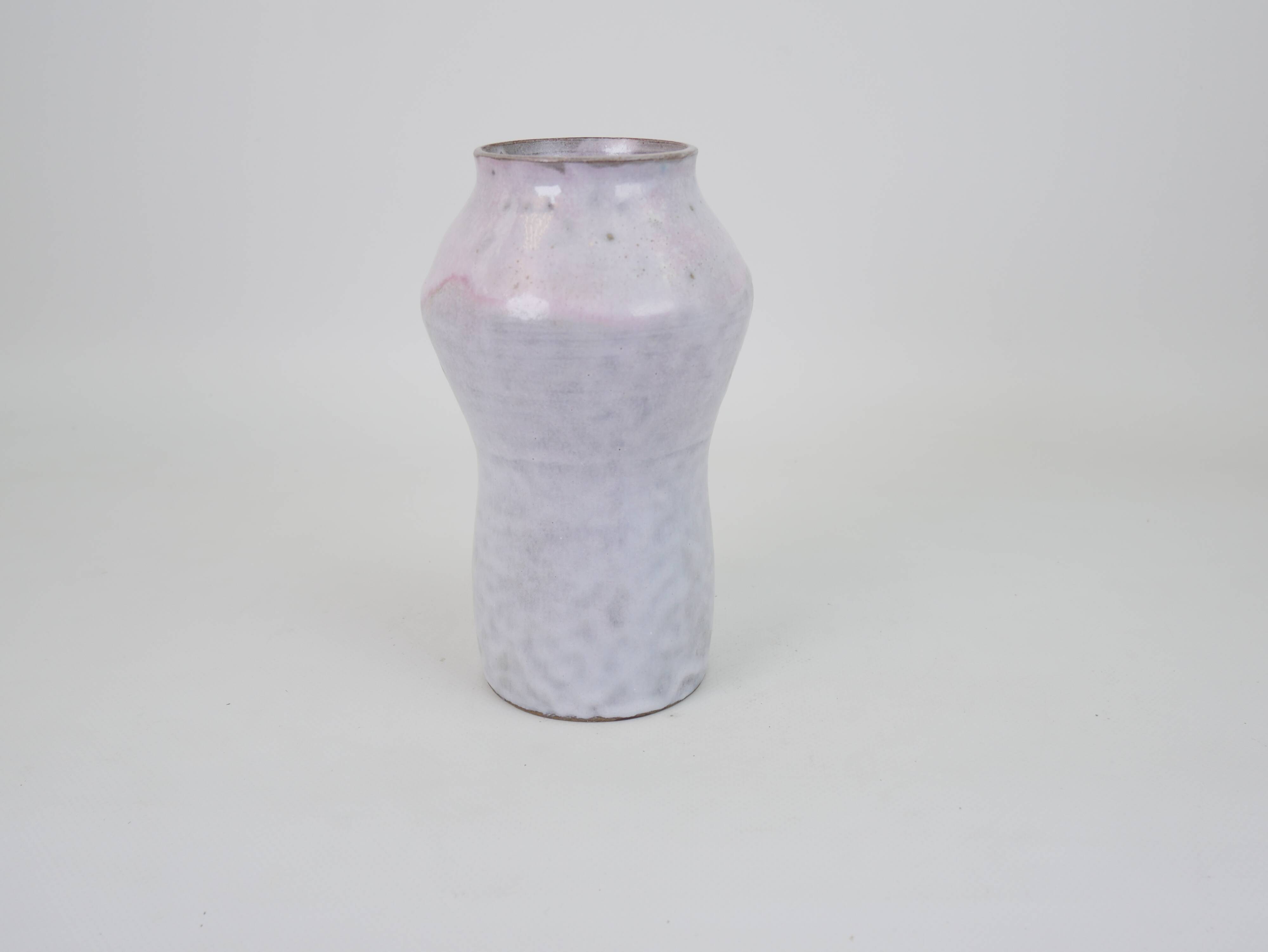 White-pink glazed ceramic vase