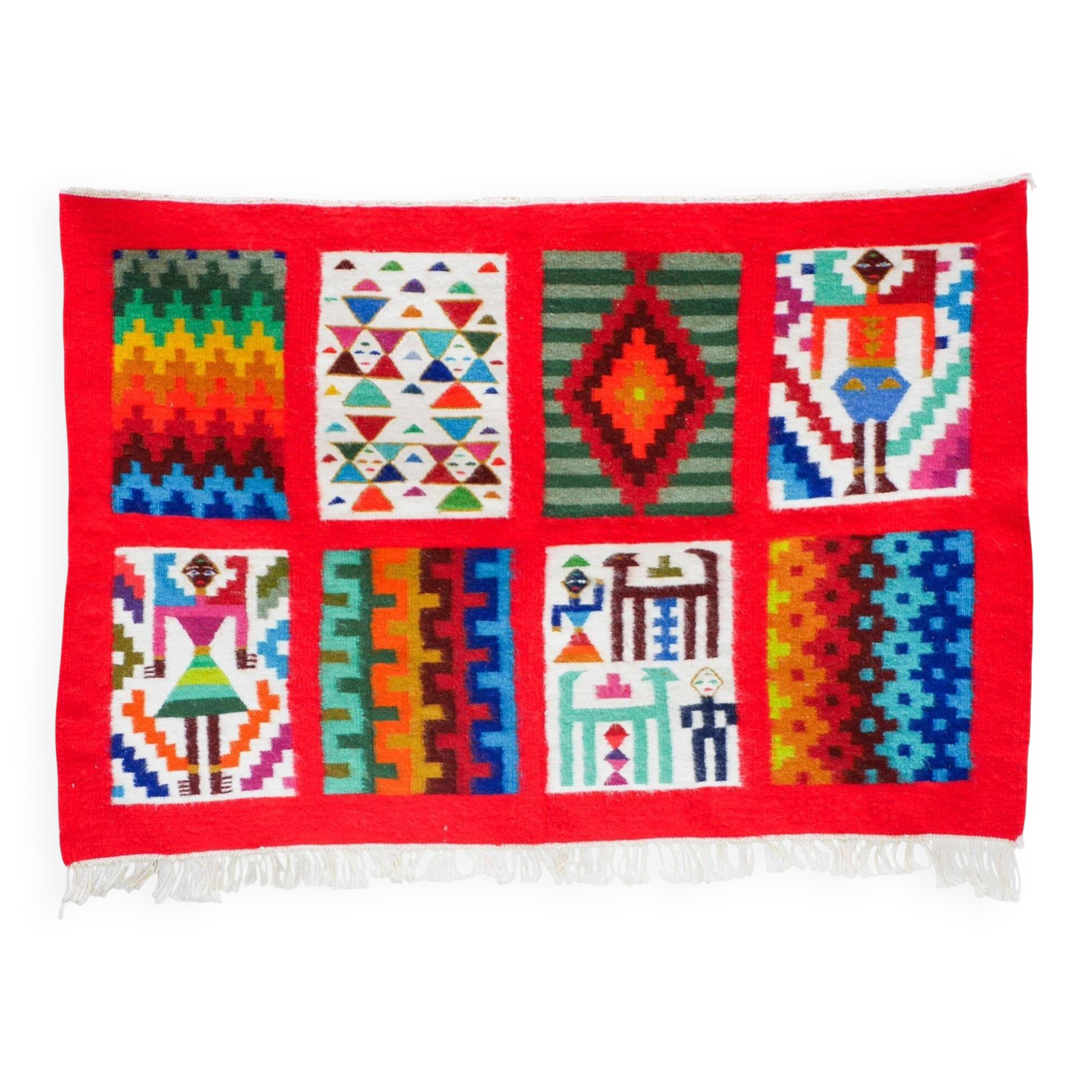 Vintage Berber Kilim, traditional wall tapestry from the popular art of Gafsa
