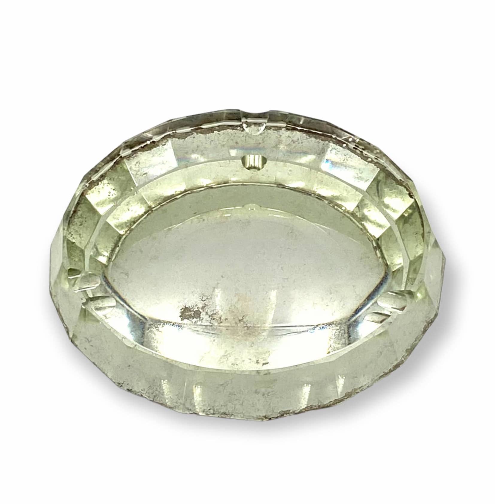 Modern mirrored crystal beveled ashtray, Italy 1940s