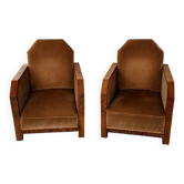 Paire de fauteuils club art déco rénovés – élégance intemporelle et rareté