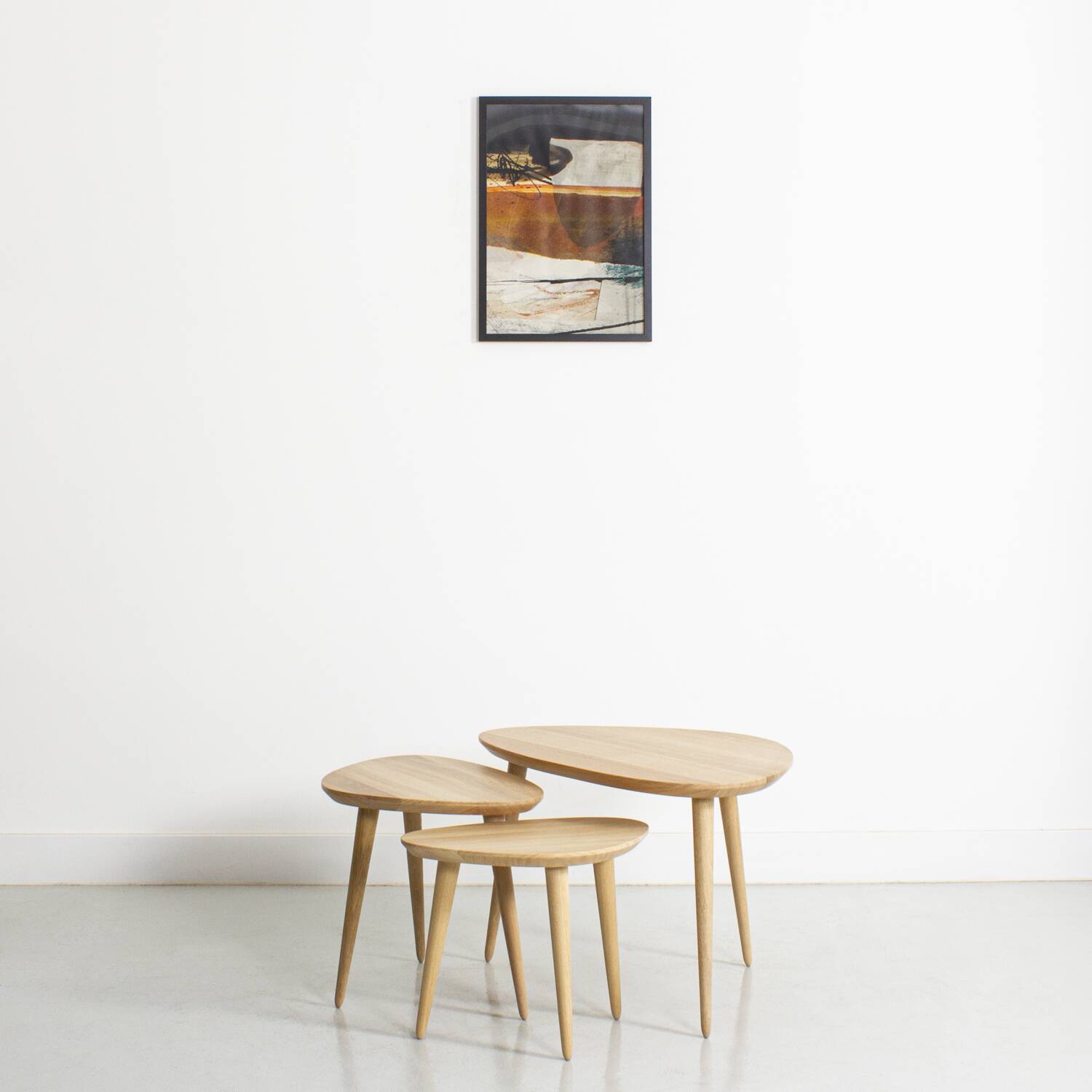 Trio de table basse en chêne massif