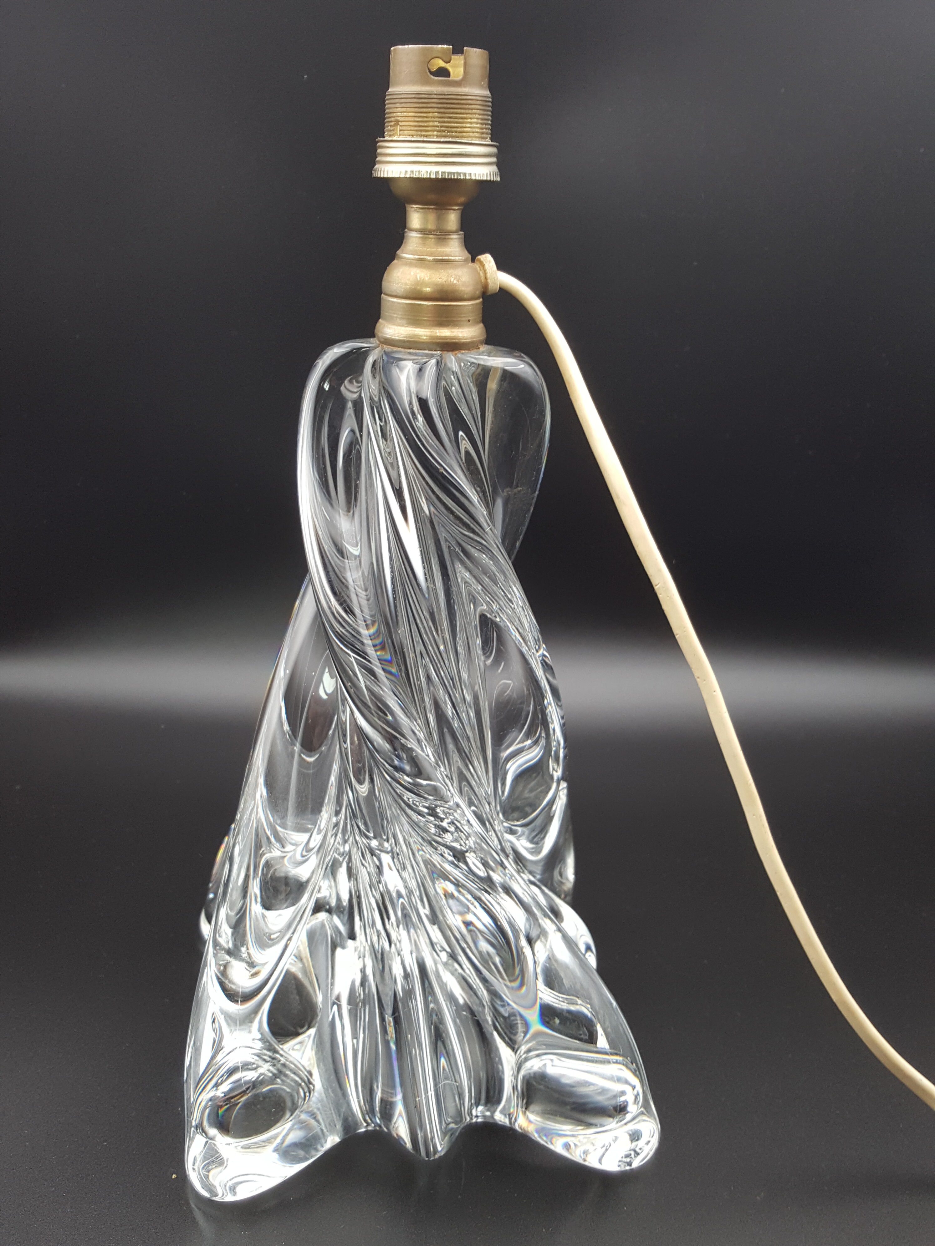 old heavy crystal lamp foot design 60 70s