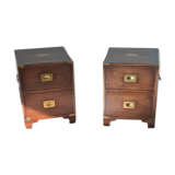 Pair of vintage military campaign wooden nightstands by reprodux england