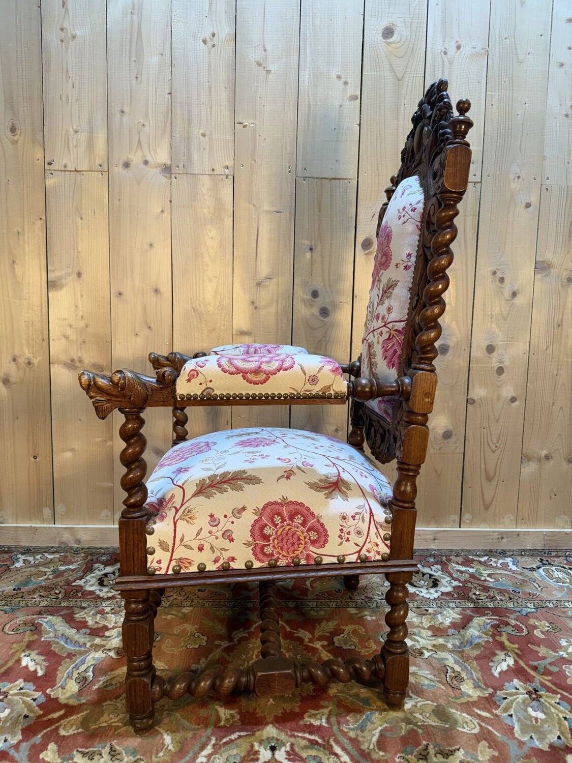 Carved walnut armchair in High Period style