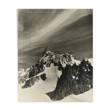 Old photo in black and white mountain summit artistic snow