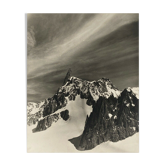 Photo ancienne en noir et blanc montagne sommet neige artistique