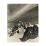 Old photo in black and white mountain summit artistic snow