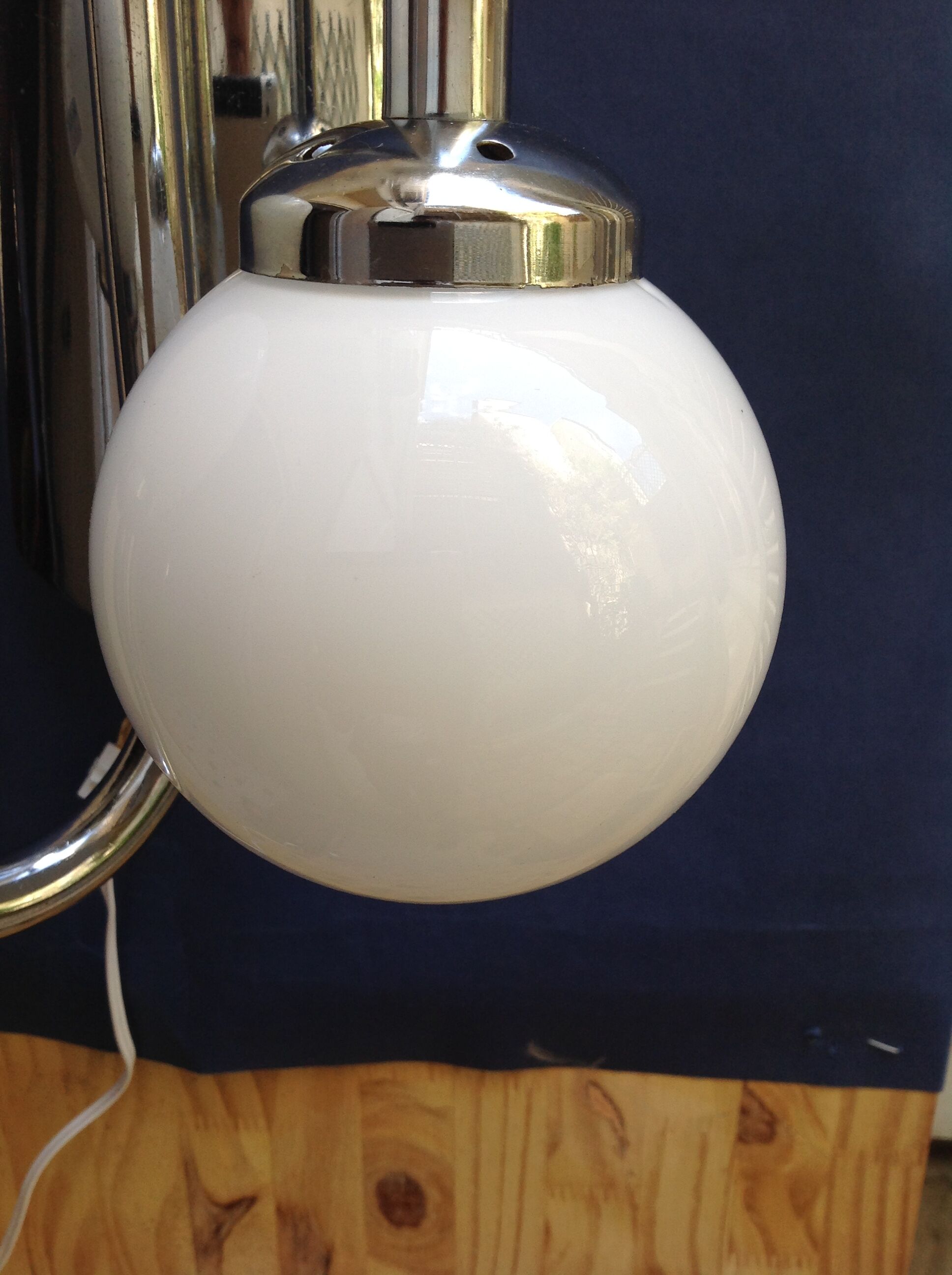 Vintage chrome sconce with opaline globes, 70