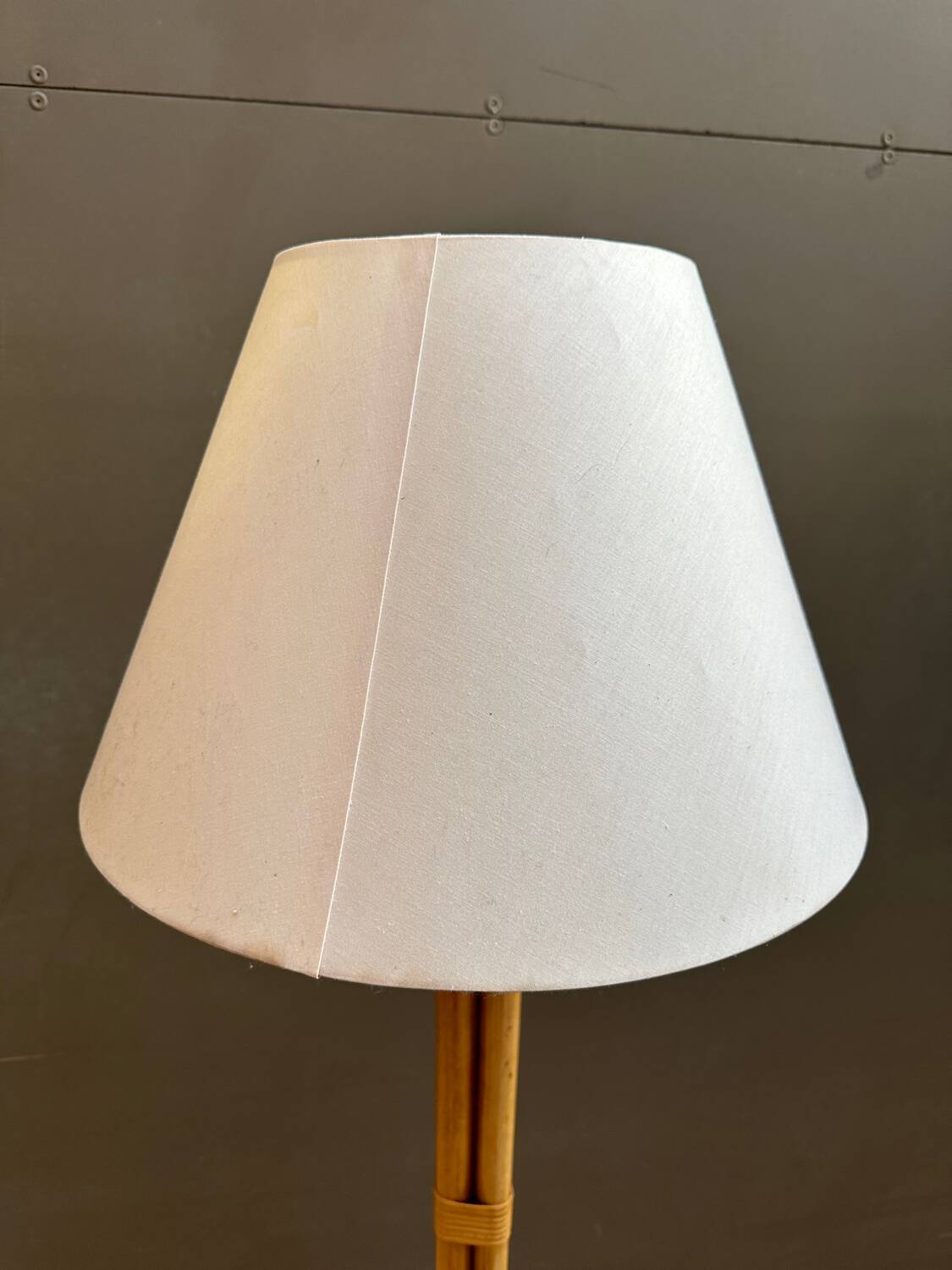 Tripod rattan floor lamp