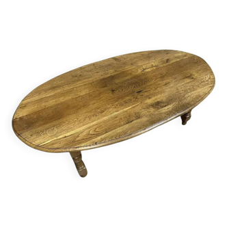 Très grande table basse de style Louis XIII en chêne massif vers 1900