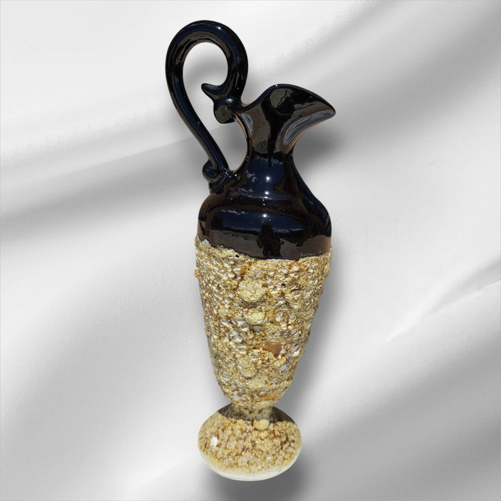 Large French fat lava pitcher/carafe, new condition, Vallauris