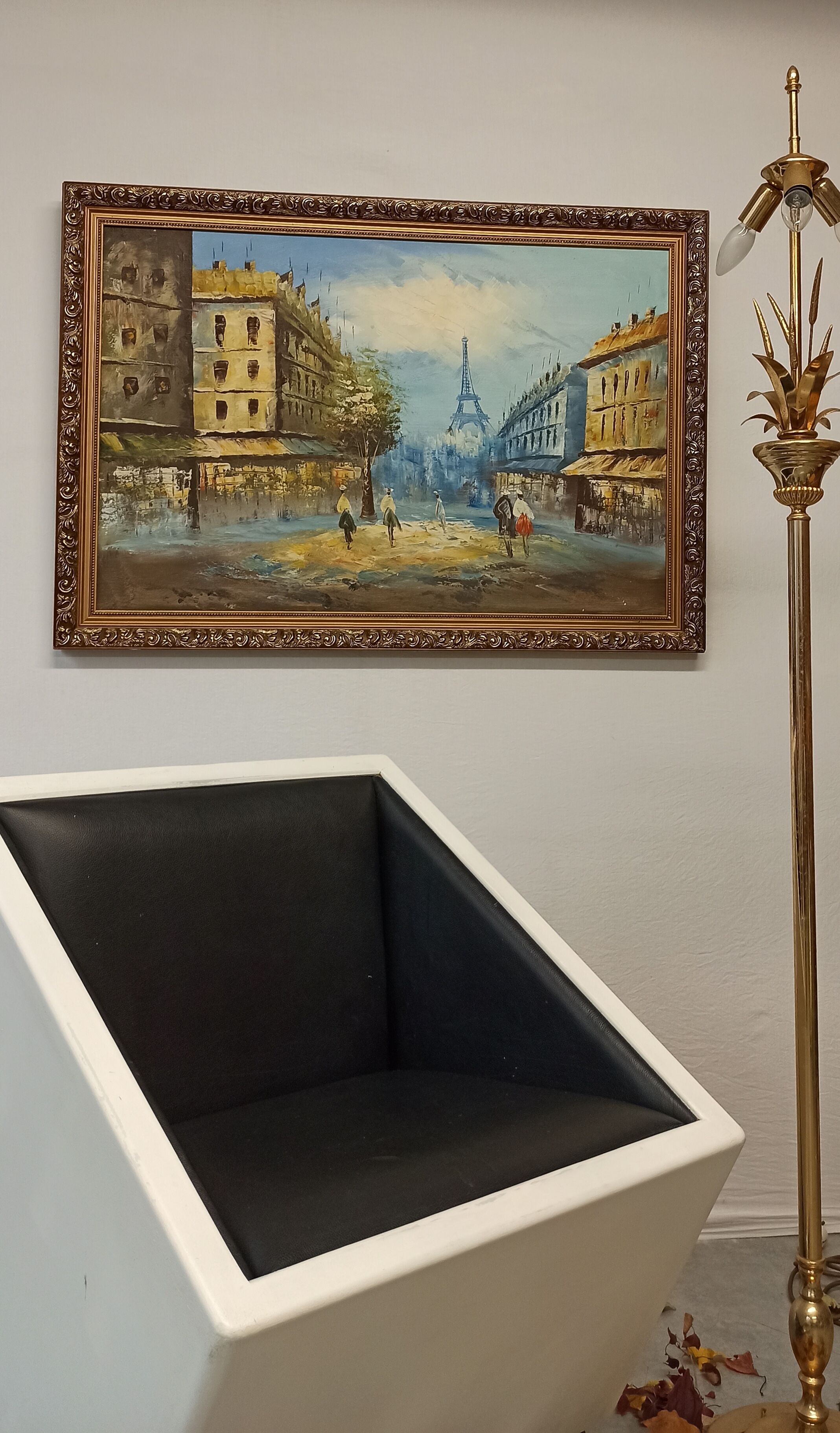 Painting framed by a view of Paris