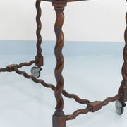 Antique Neo-Baroque Italian Barley Twist Bar Cart Serving Trolley, 1920s