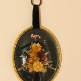 Cadre médaillon fleurs séchées vintage