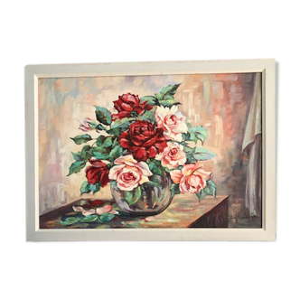 Peinture huile bouquet de roses
