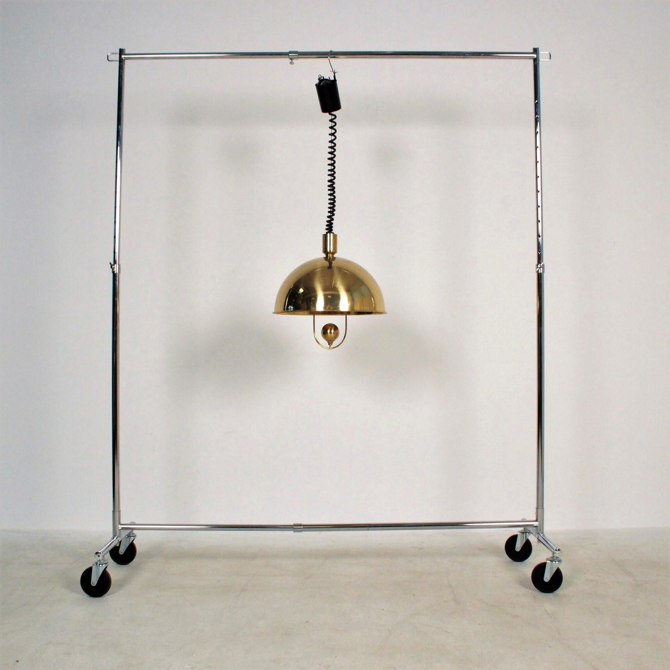 Florian Schulz Brass Pendant with Lights, Germany, 1970