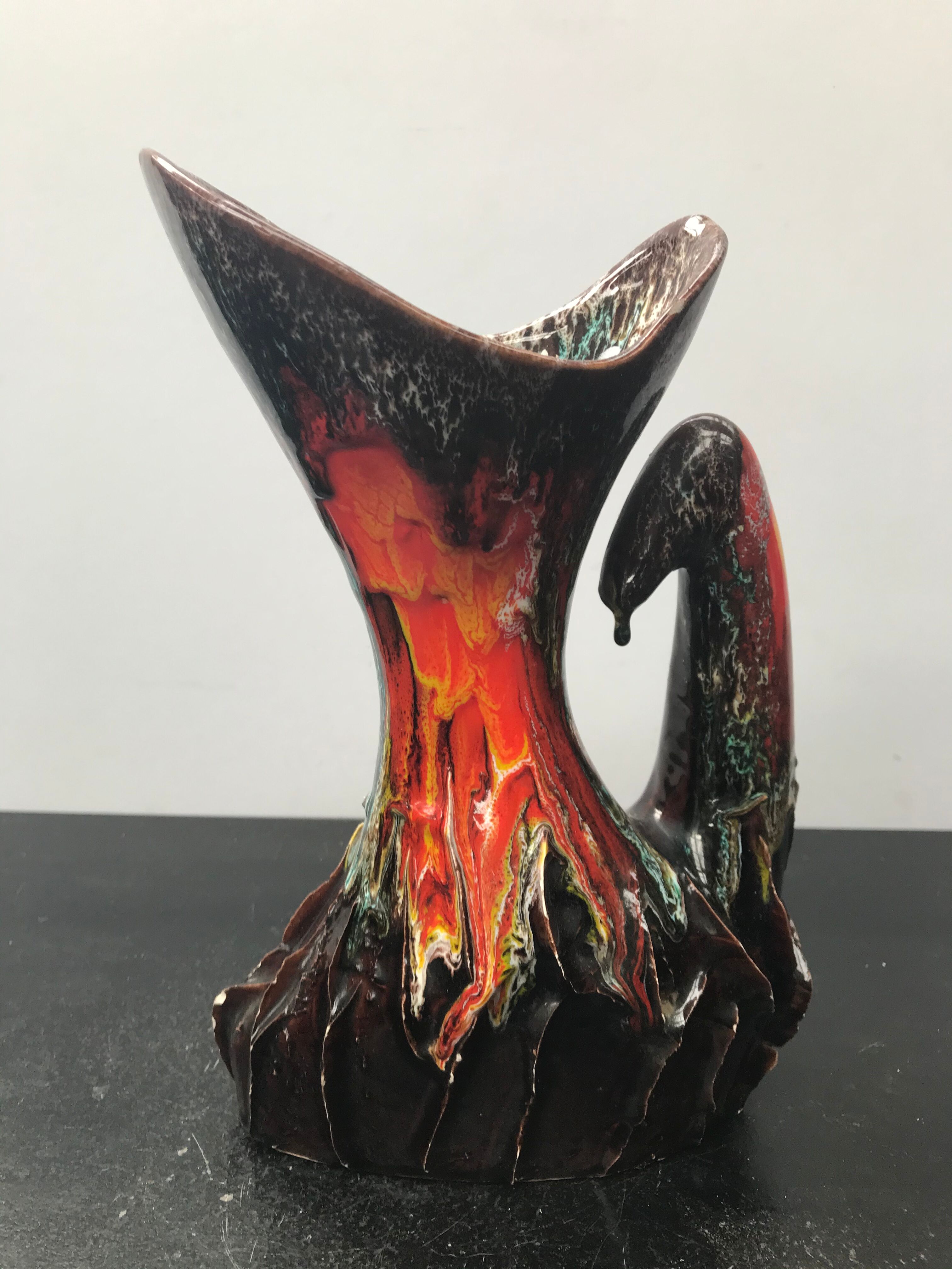 Former pitcher Vallauris ceramics brown - vintage red