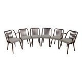 1960s Antonin Suman Set of Six Beech Dining Chairs, Restored