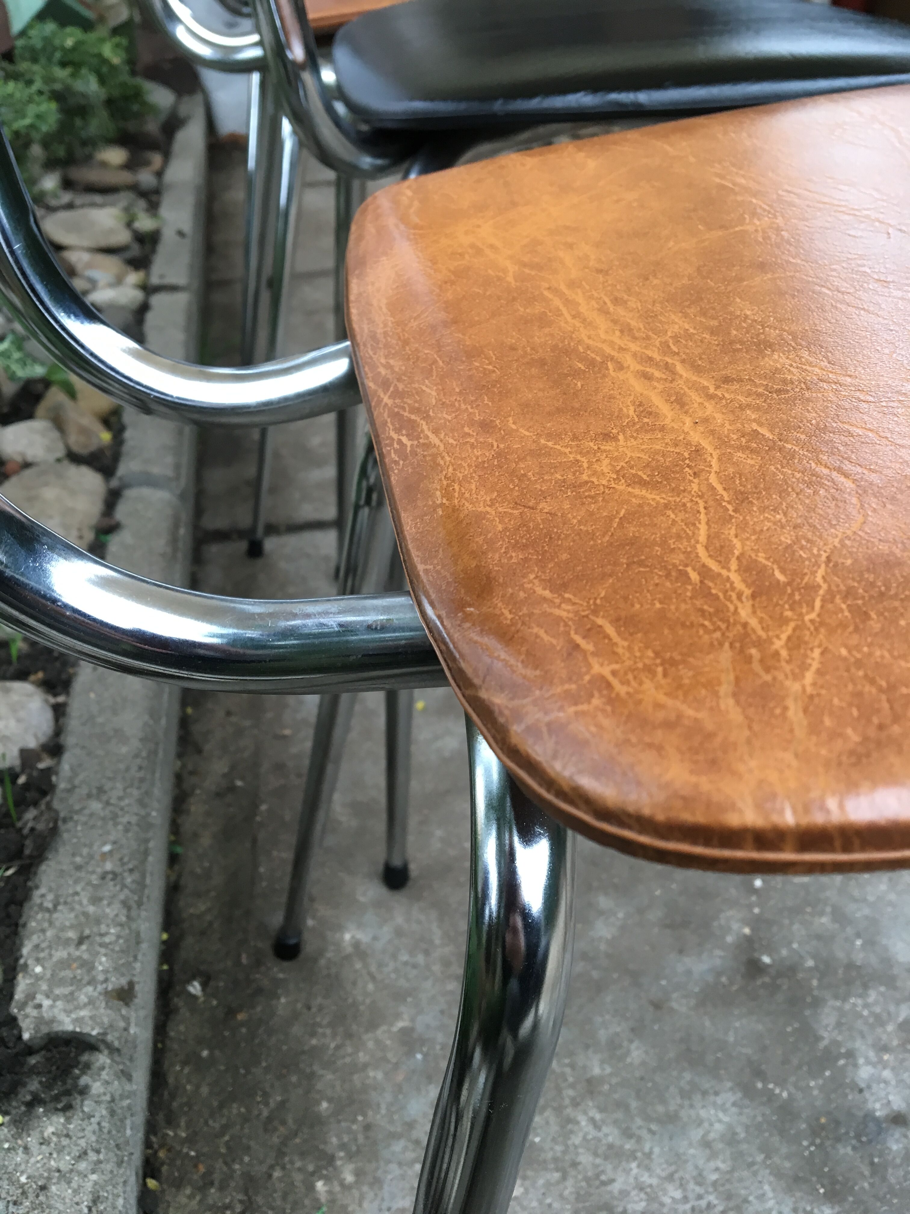 Vintage chrome and leatherette chairs