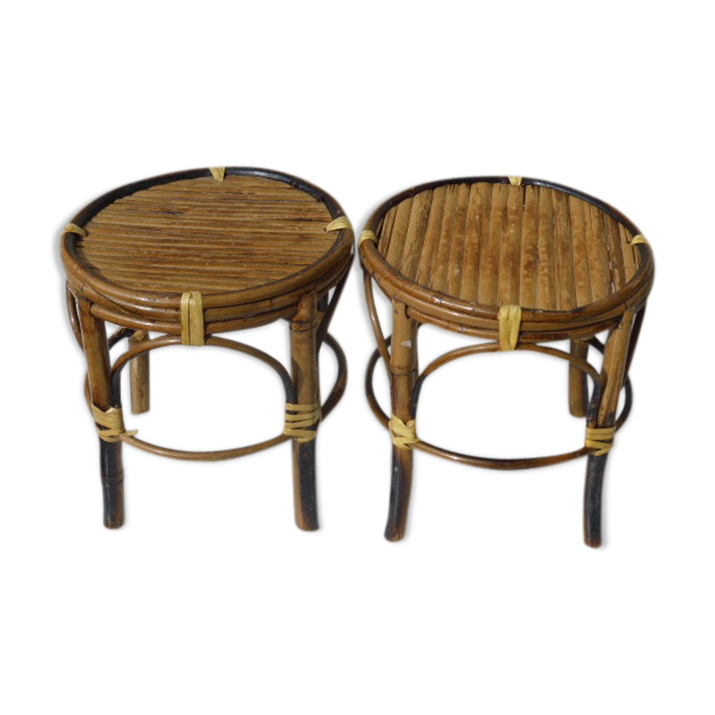 Set of two plant holders in bamboo and wicker