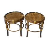 Set of two plant holders in bamboo and wicker