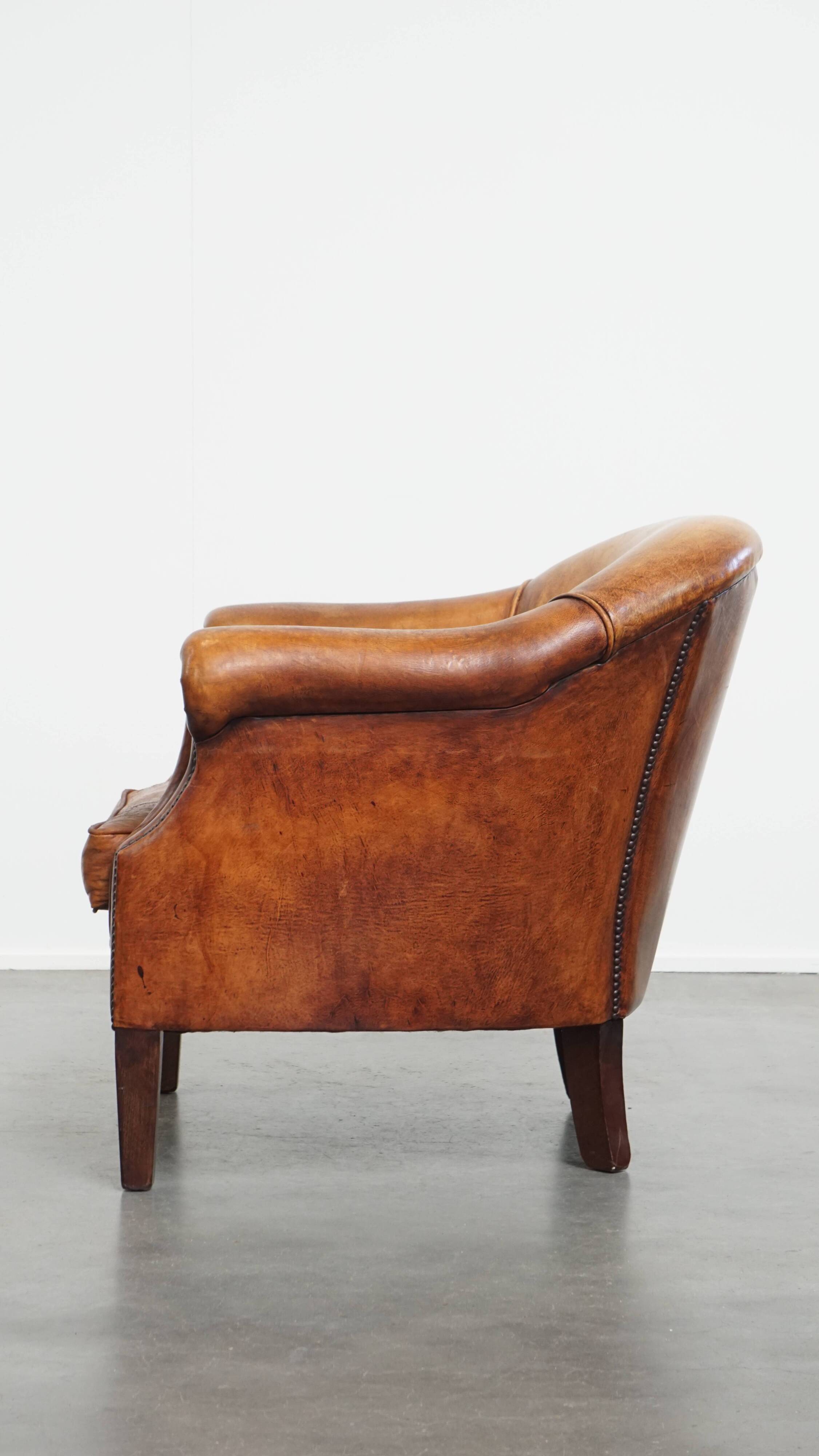 Sheepskin leather club chair