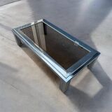 1970s smoked glass chrome coffee table