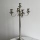 Large 5-arm candlestick in shiny silver metal