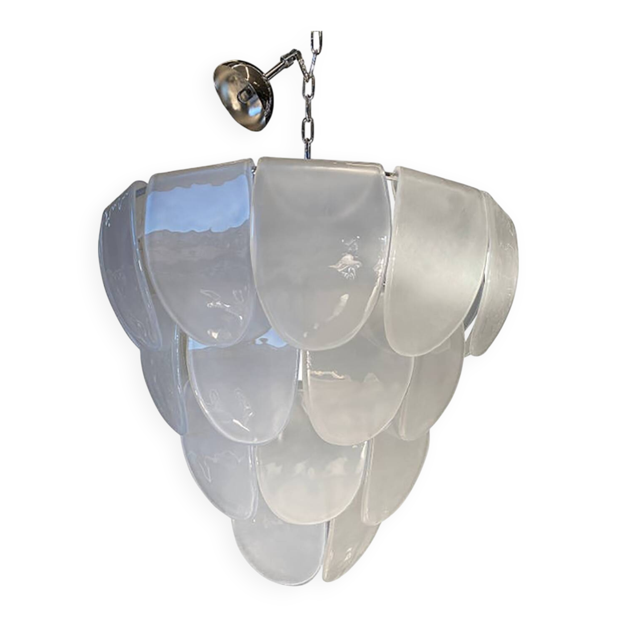 Glass Kromo With Frosted Leaves Candlestick