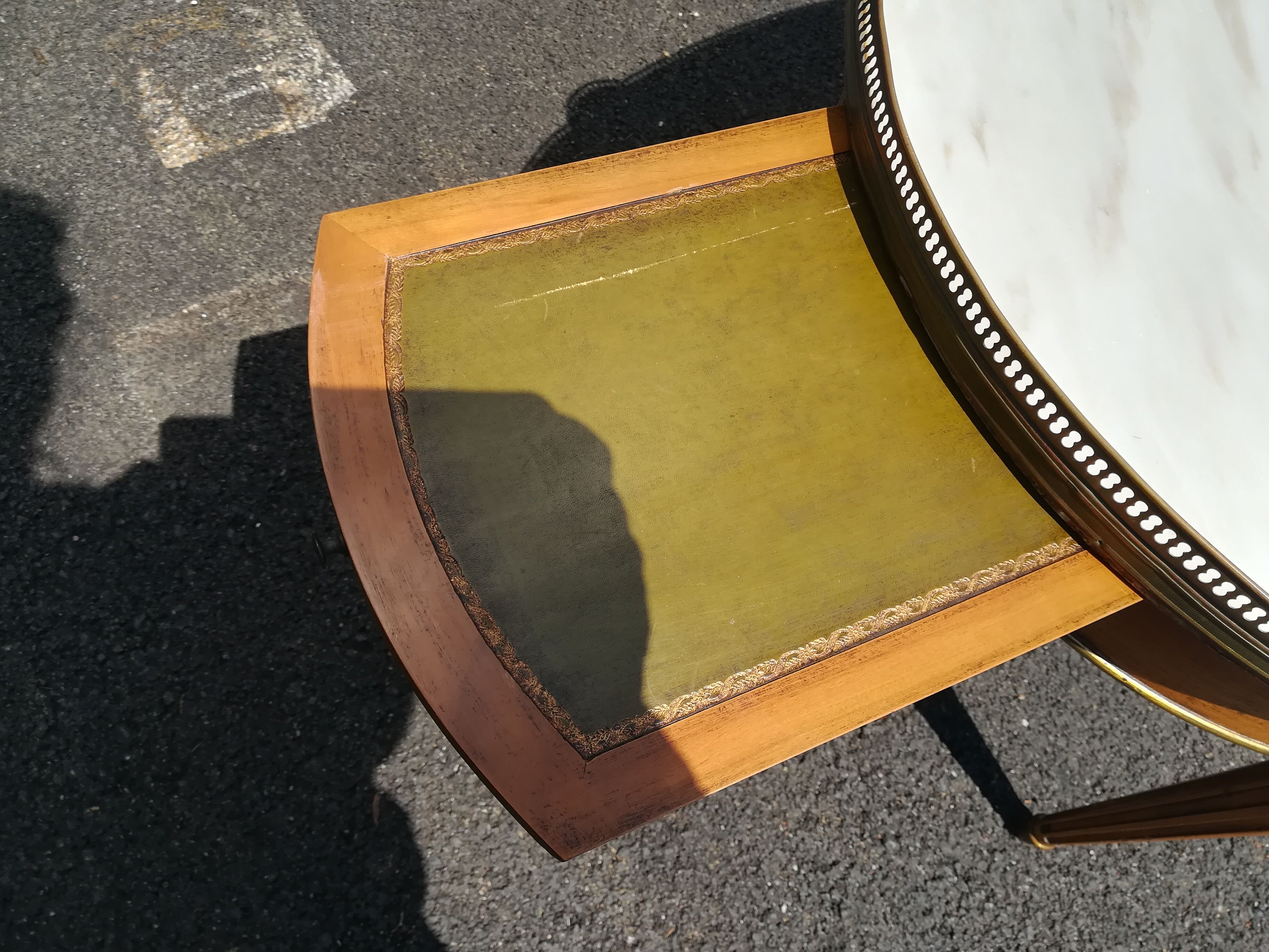 Oval marble and wood coffee table