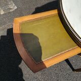 Oval marble and wood coffee table