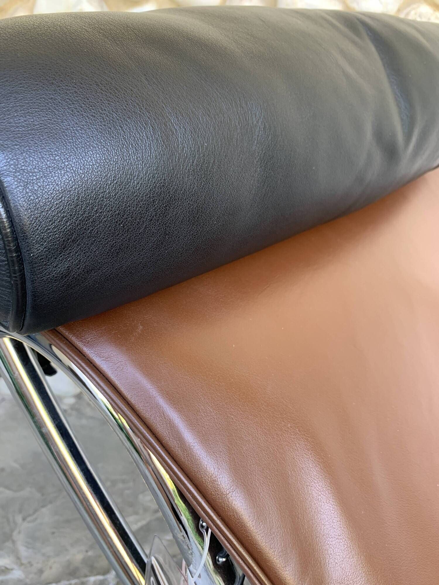 LC4 brown leather by Le Corbusier, Jeanneret & Perriand, Cassina, 1980
