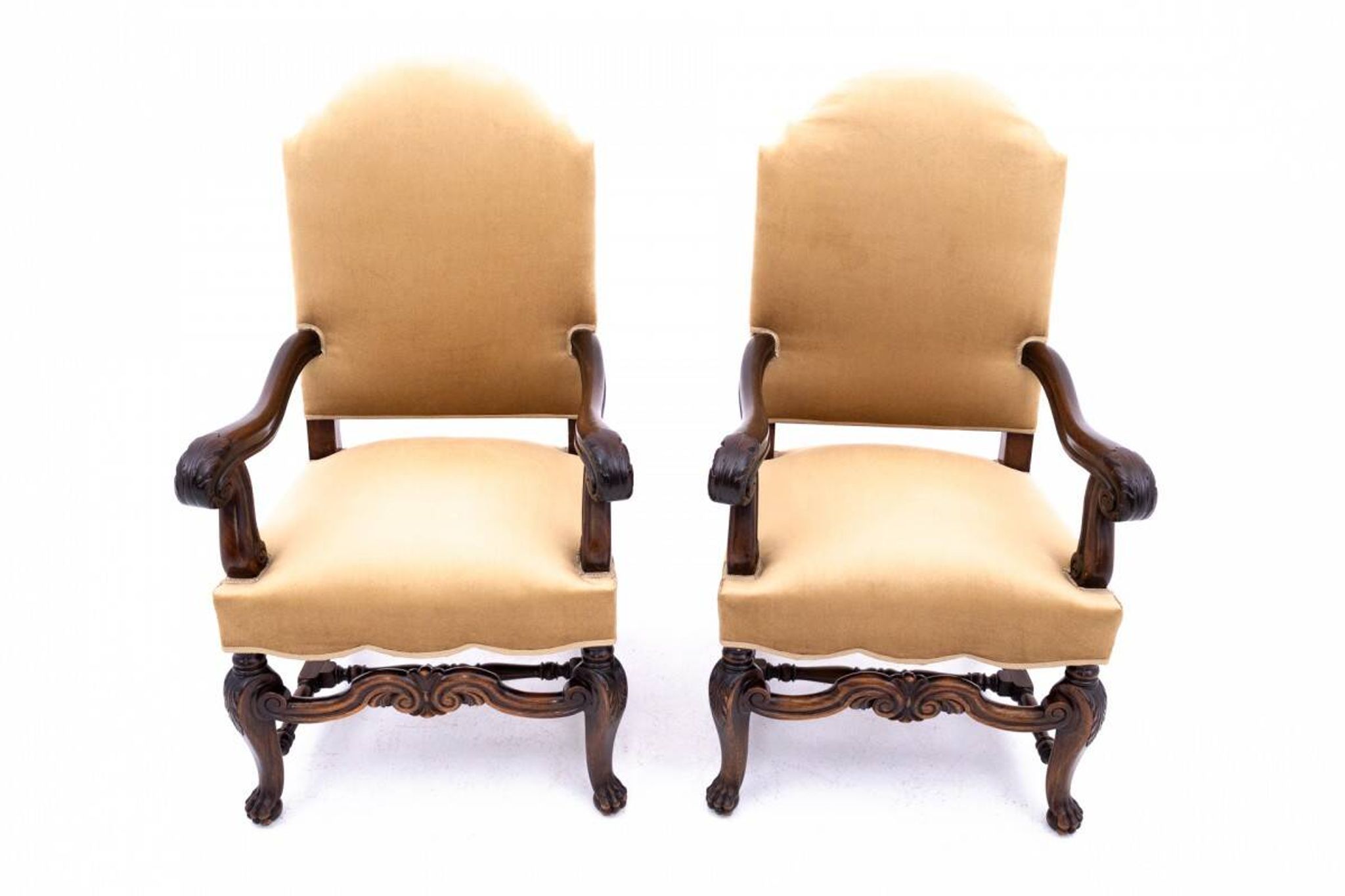 A pair of antique armchairs, Western Europe, around 1900. After renovation