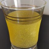 Set of 4 colored granite glasses with its carafe