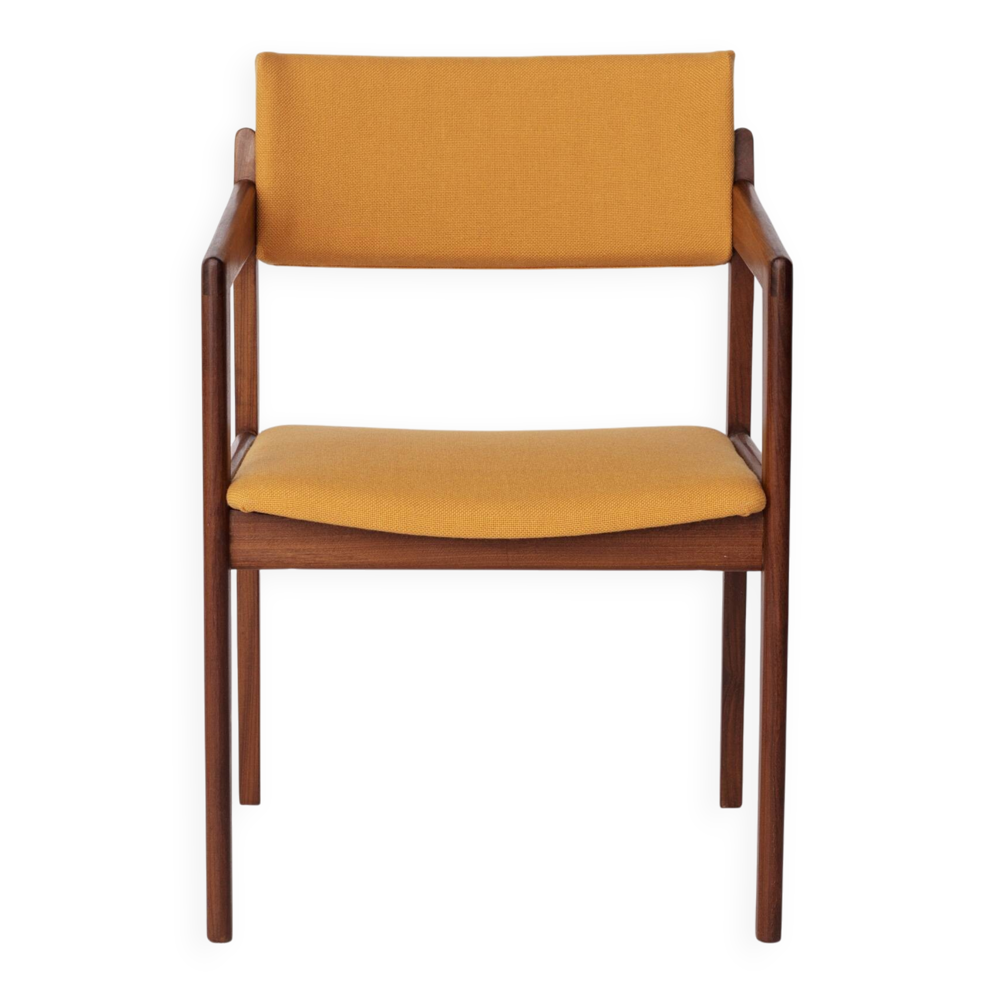 Vintage Thonet Armchair, 1970s–1980s, Teak Wood Frame, Peach Fabric Upholst