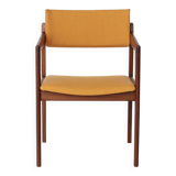 Vintage Thonet Armchair, 1970s–1980s, Teak Wood Frame, Peach Fabric Upholst