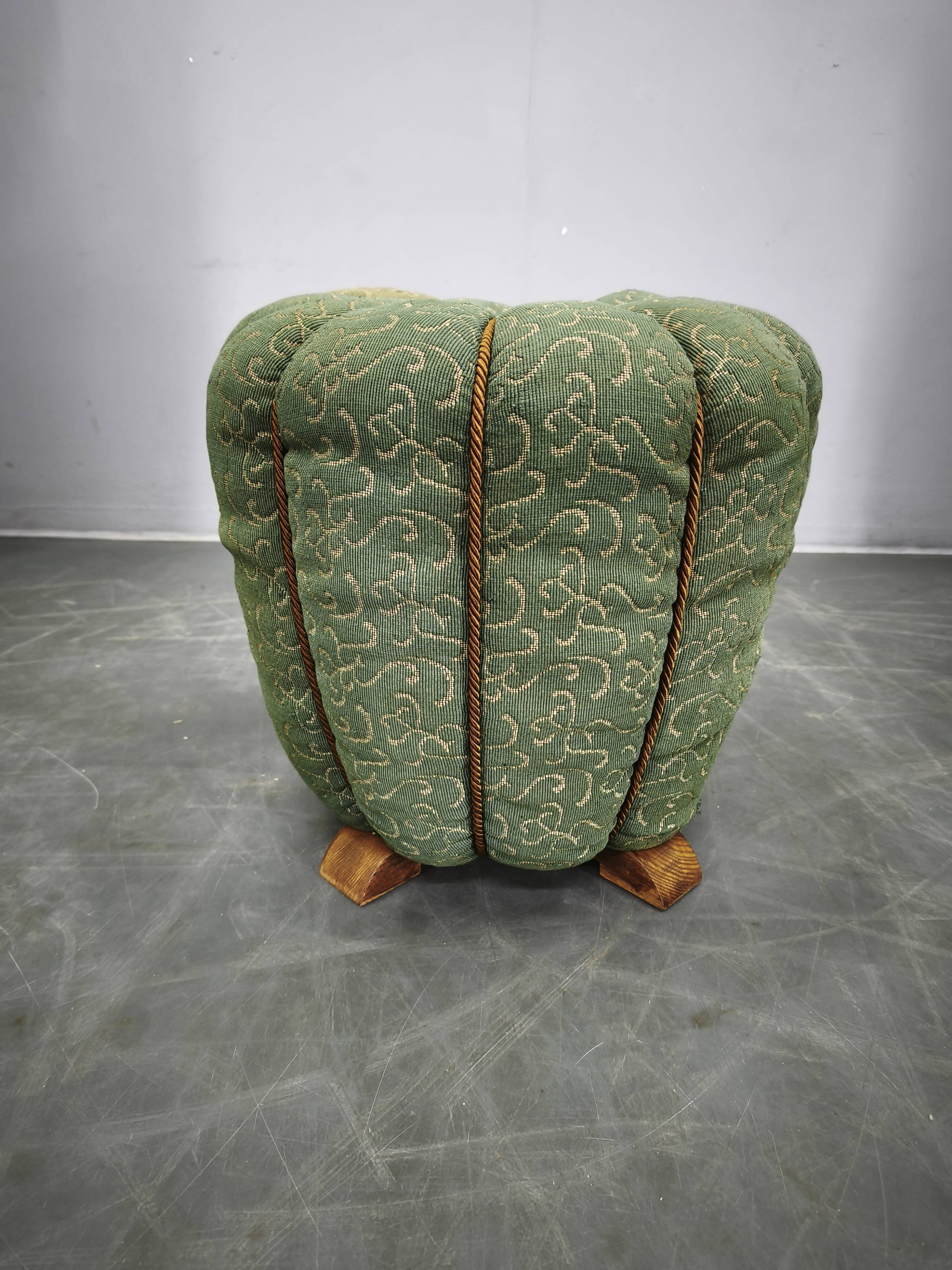 1930s Jindřich Halabala Art Deco Upholstered Ottoman Tabouret