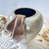Vintage stoneware vase with draped effect glaze