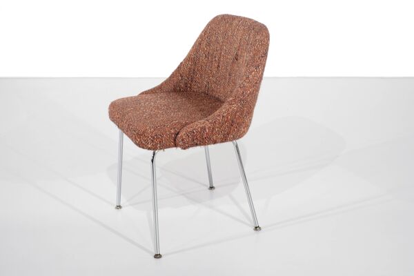 Chaise de table en tweed par Le Mobilier International, 1960