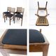Lot de 4 chaises vintage en bois, cannage viennois et assise noire