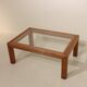 Rattan and glass coffee table - 60s/70s