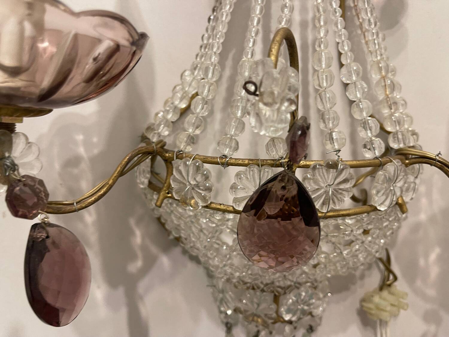 Appliques en perles de verre Ensemble de 2 années 1980