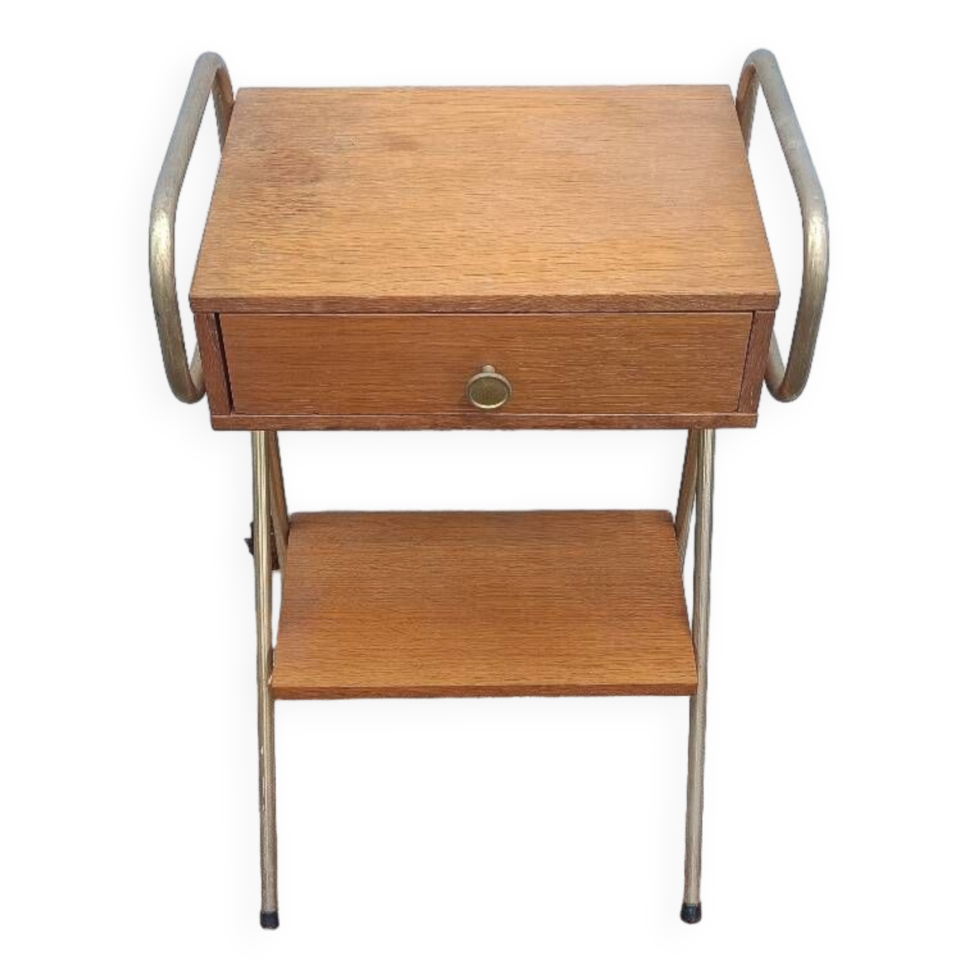 Table chevet vintage métal bois
