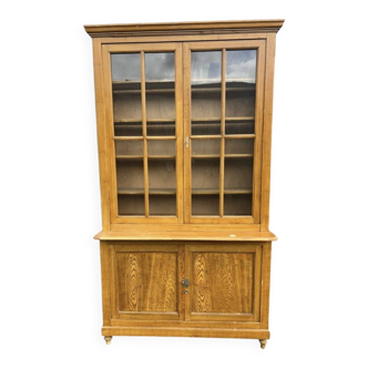 Grande bibliothèque vitrée ancienne en bois – 262 cm