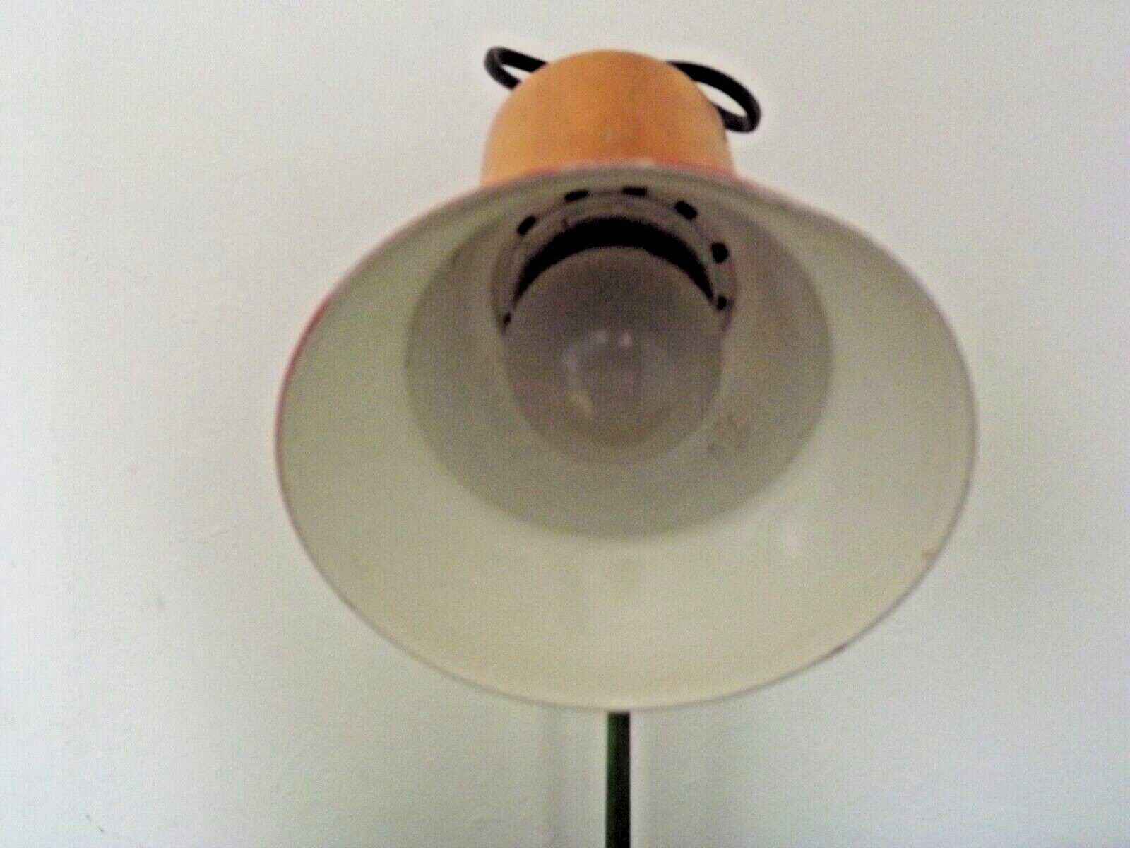 Adjustable vintage French desk lamp in red, black, silver & wood effect 3631